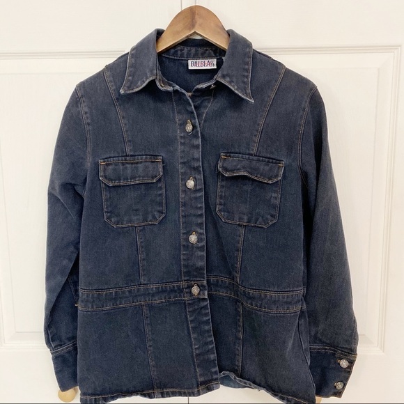 Vintage Bill Blass Y2K 90s Dark Denim Jean Jacket - Picture 5 of 6